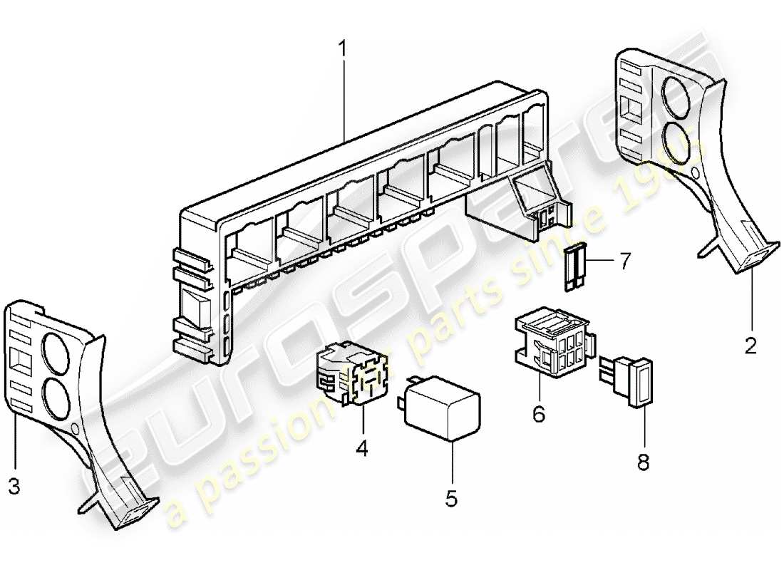 porsche boxster 987 (2006) fuse box/relay plate parts diagram