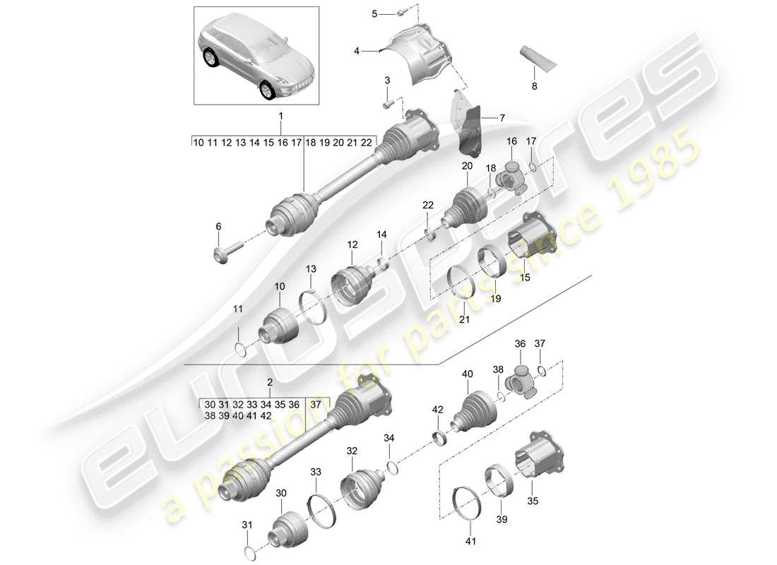 porsche 2014 (macan) drive shaft d >>- mj 2016 parts diagram