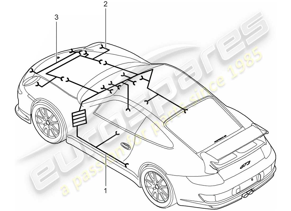 porsche 2011 (997-2 gt3) wiring harnesses parts diagram
