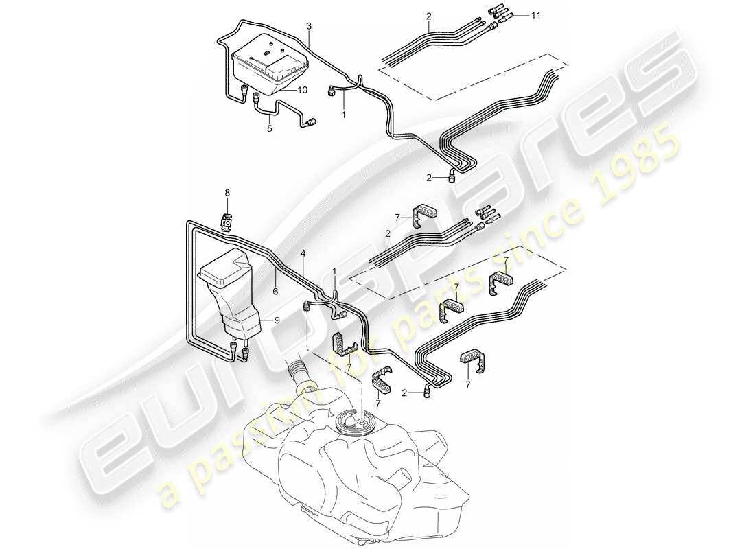porsche 2011 (997-2 gt3) fuel system parts diagram