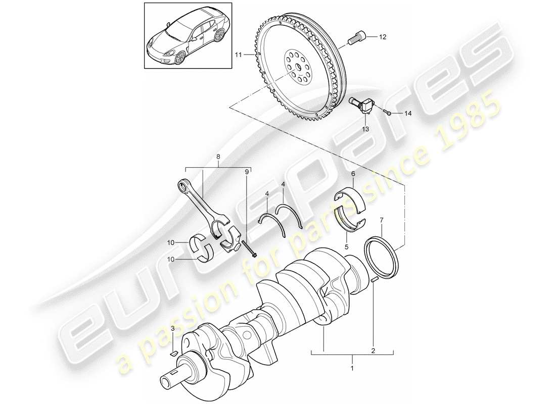 porsche 2013 (panamera 970) crankshaft conrod part diagram