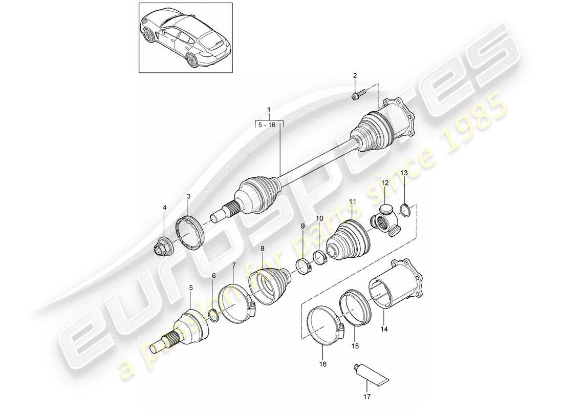 porsche 2016 (panamera 970) drive shaft d - mj 2014>> parts diagram