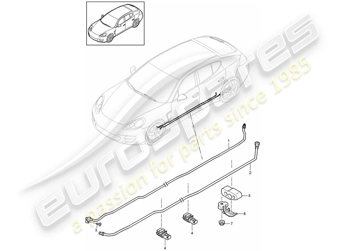 porsche 2012 (panamera 970) anti-roll bar pressure line return line underbody d >>- mj 2013 part diagram