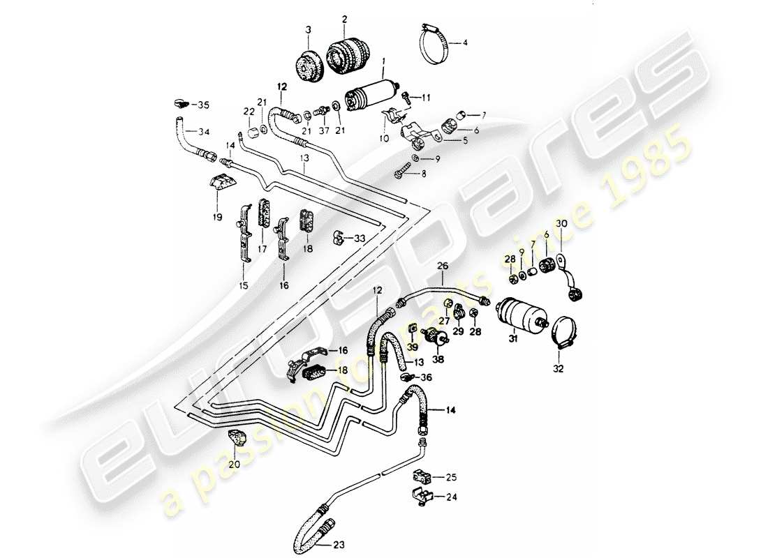 porsche 1991 (964) fuel system parts diagram