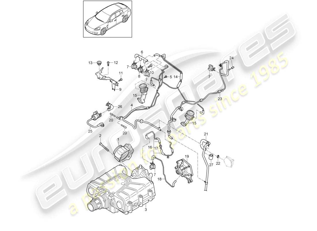 porsche 2016 (panamera 970) throttle valve adapter tank ventilation vacuum line parts diagram