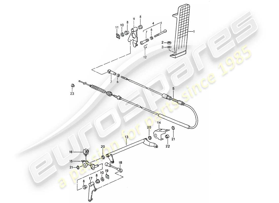 porsche 1991 (964) pedals - throttle control parts diagram