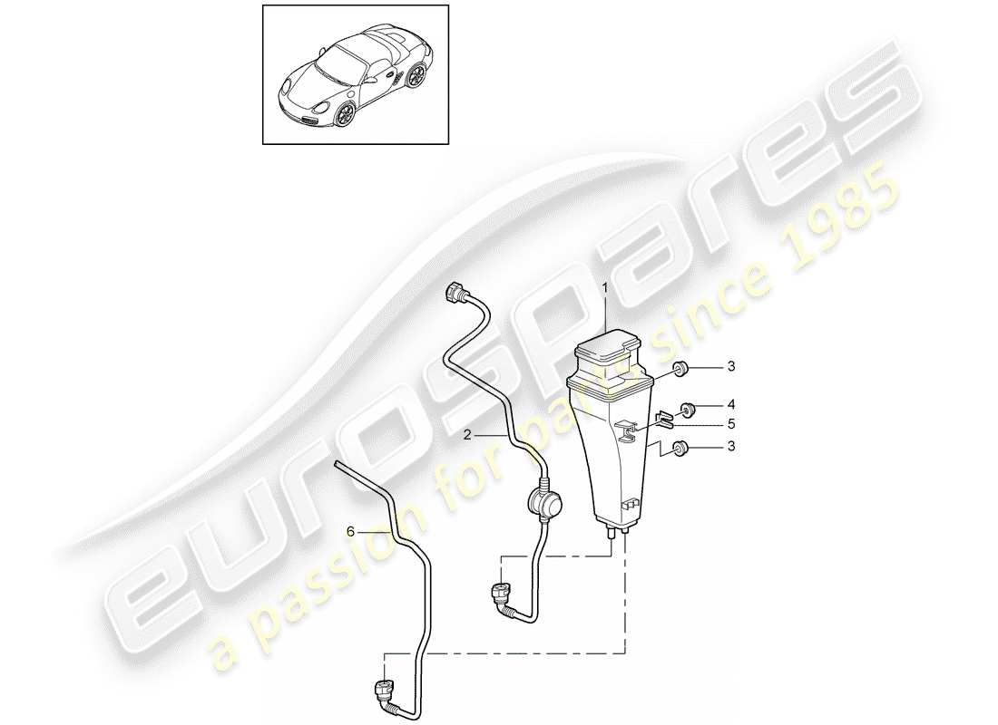 porsche 2010 (987 boxster) activated charcoal container parts diagram