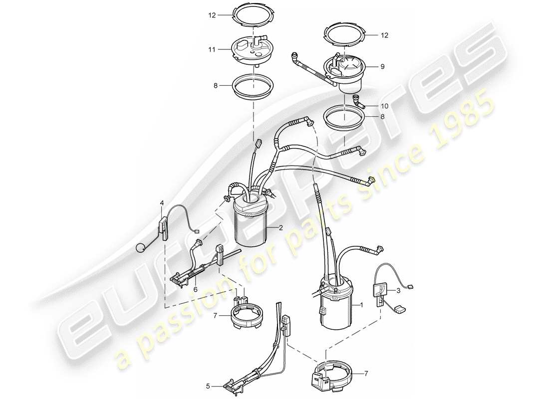 porsche 2006 (cayenne e1 9pa) fuel tank fuel pump suction jet pump part diagram