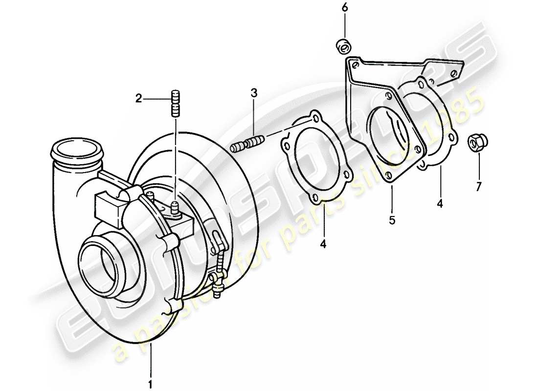 porsche 1984 (911) exhaust gas turbocharger part diagram