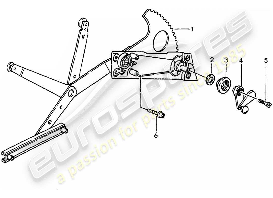 porsche 1989 (964) window regulator - manually parts diagram
