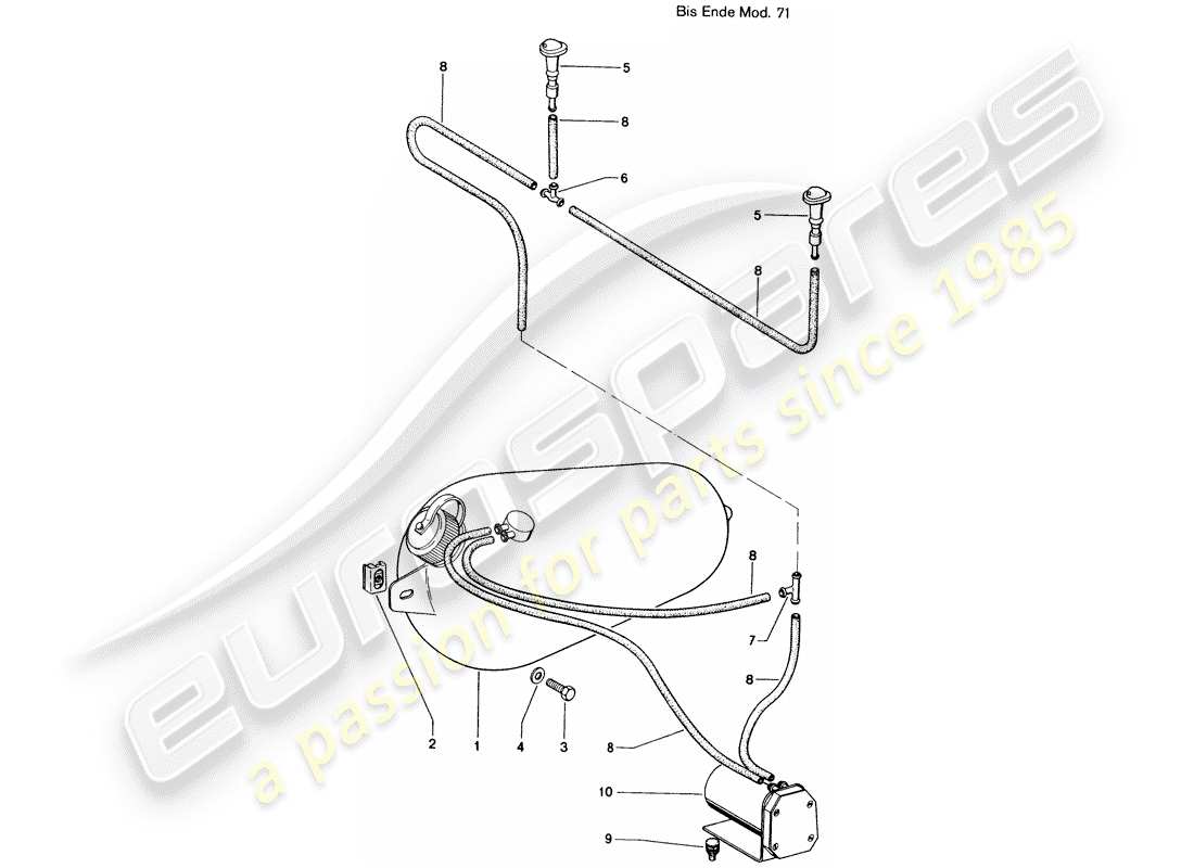 porsche 1975 (914) windshield washer unit - d >> - mj 1971 part diagram