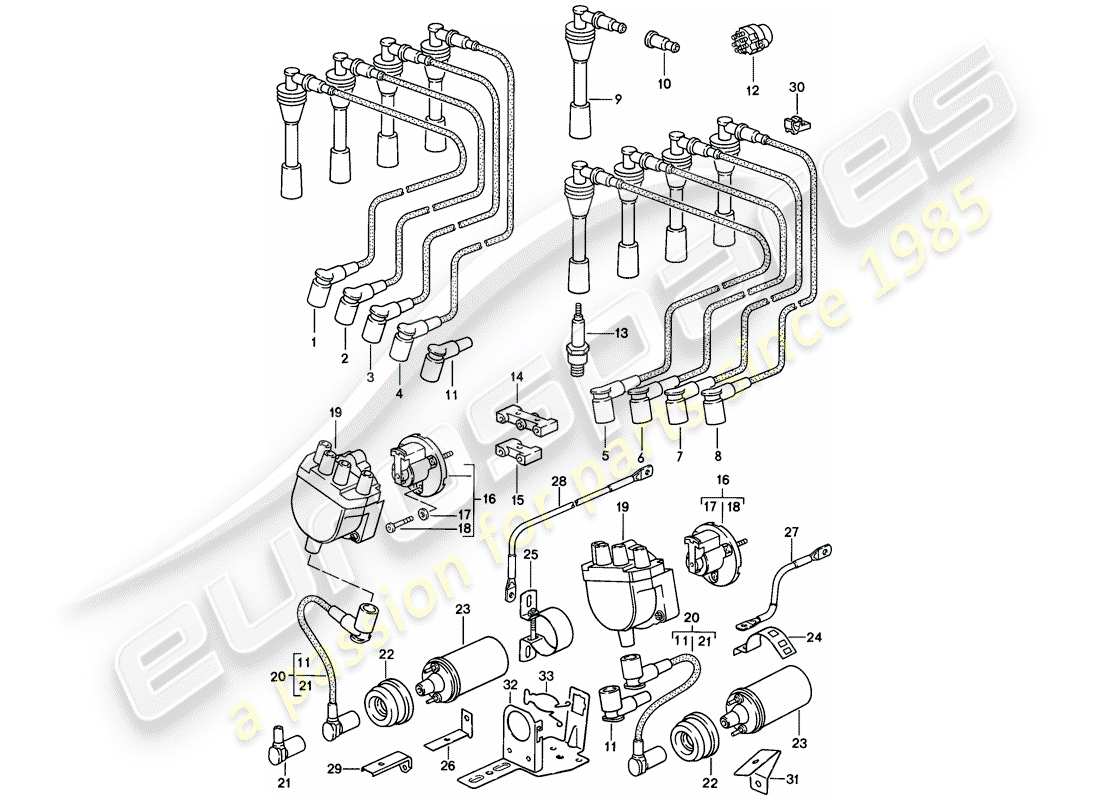 porsche 1983 (928) engine electrics part diagram