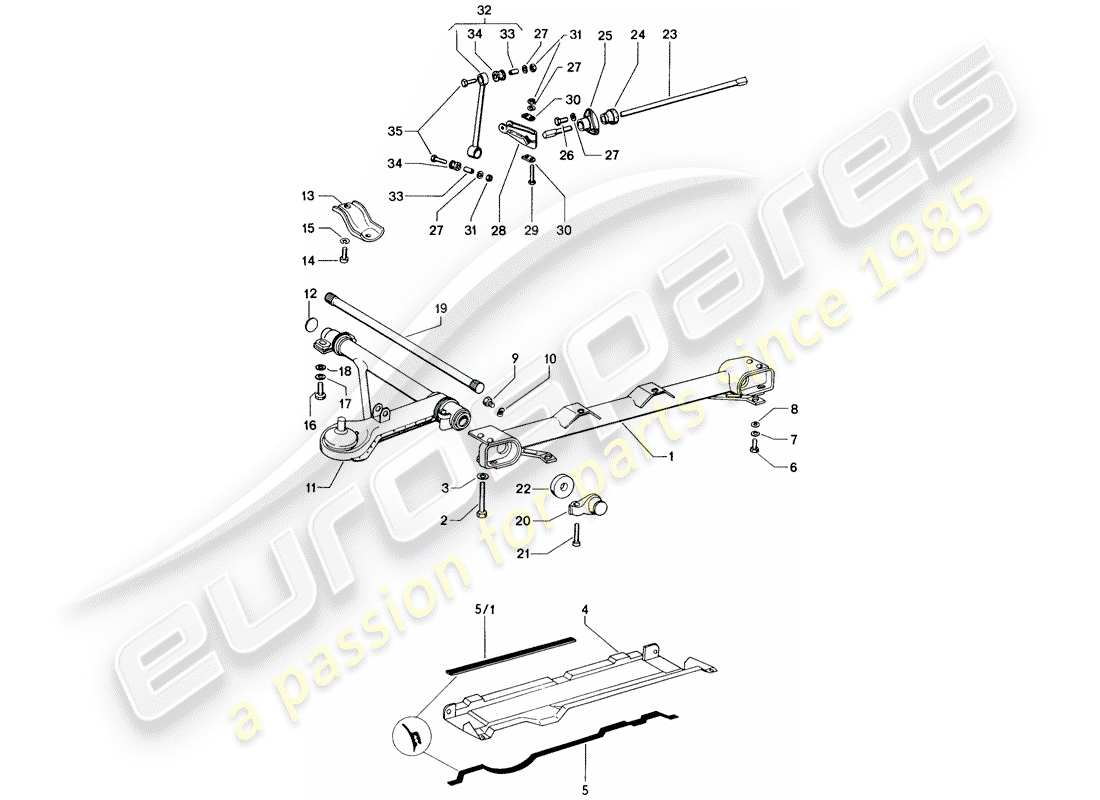 porsche 1974 (914) front axle - stabilizer part diagram