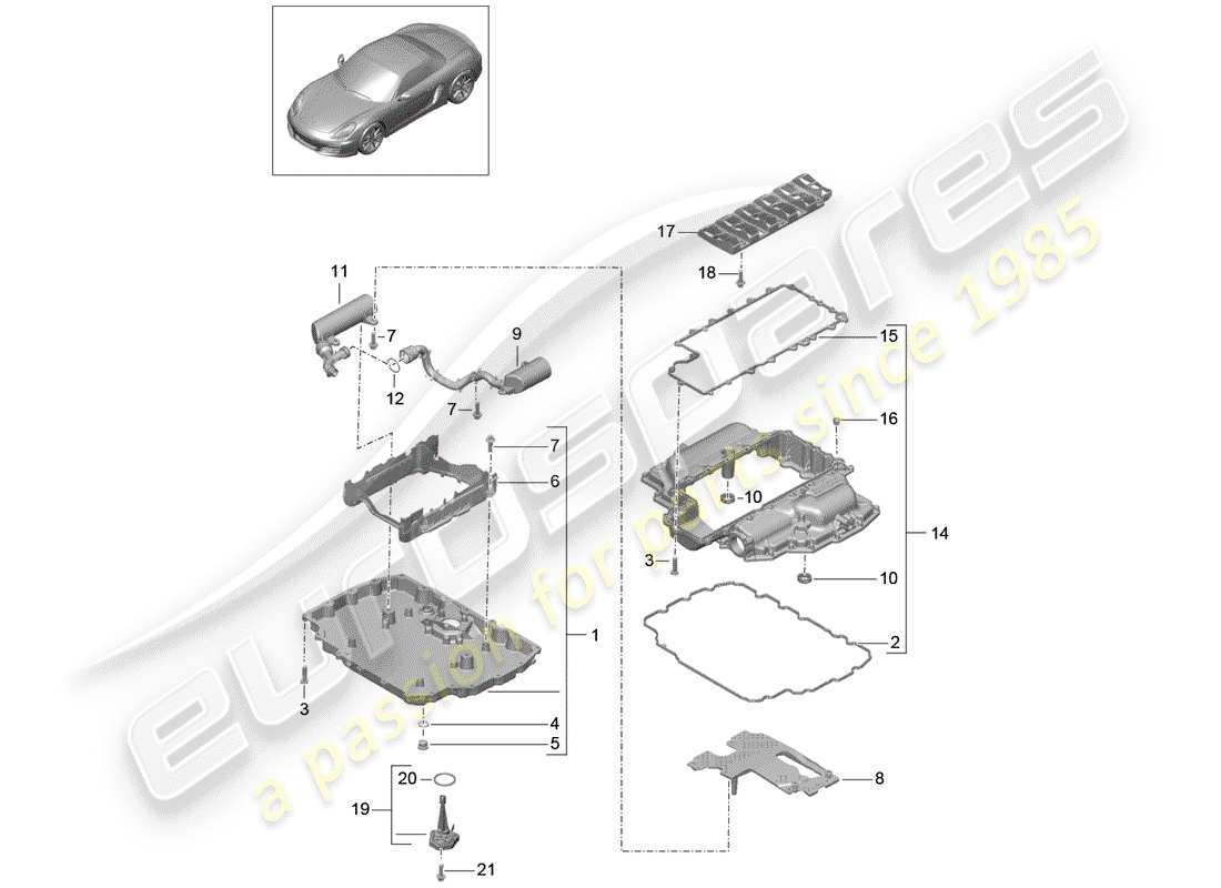 porsche 2014 (981 boxster) oil sump parts diagram