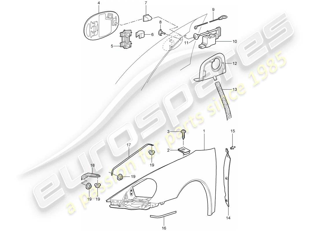 porsche 2011 (997-2 gt3) fender parts diagram