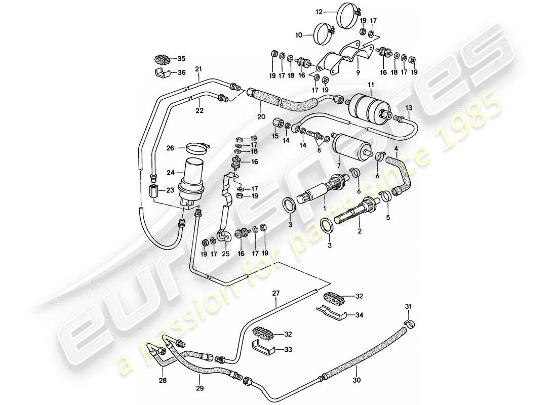 porsche 1986 (928) fuel system part diagram