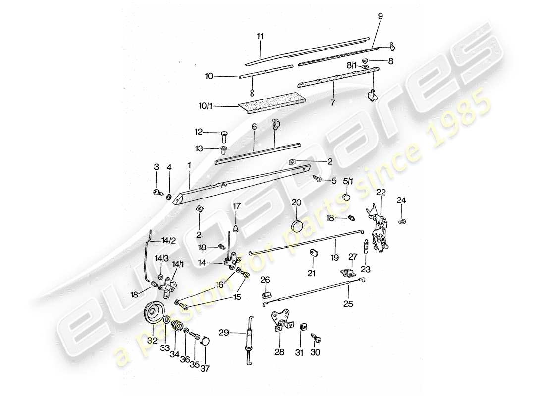 porsche 1975 (911 turbo) installation parts - for - door part diagram