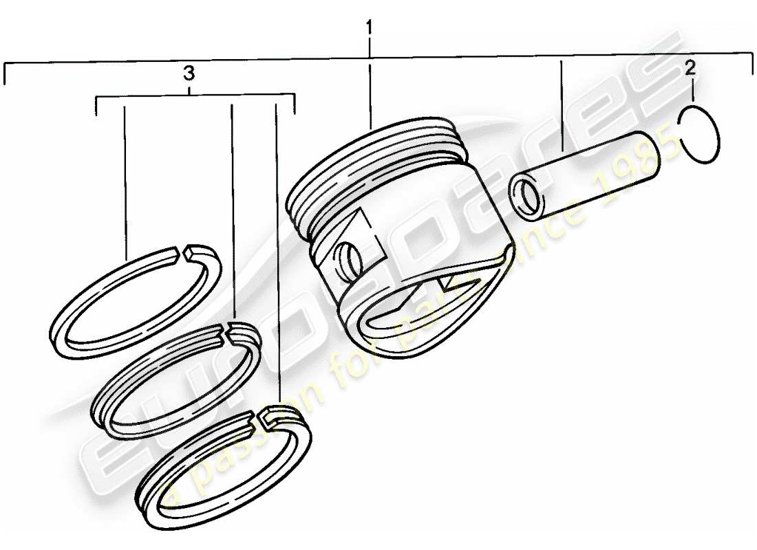 porsche 1988 (944) piston - piston rings parts diagram