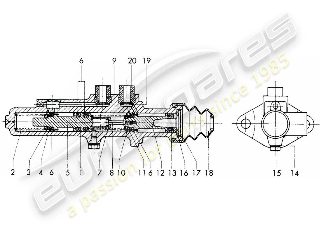 porsche 1967 (911/912) brake master cylinder - single parts - d - mj 1968>> - mj 1968 parts diagram
