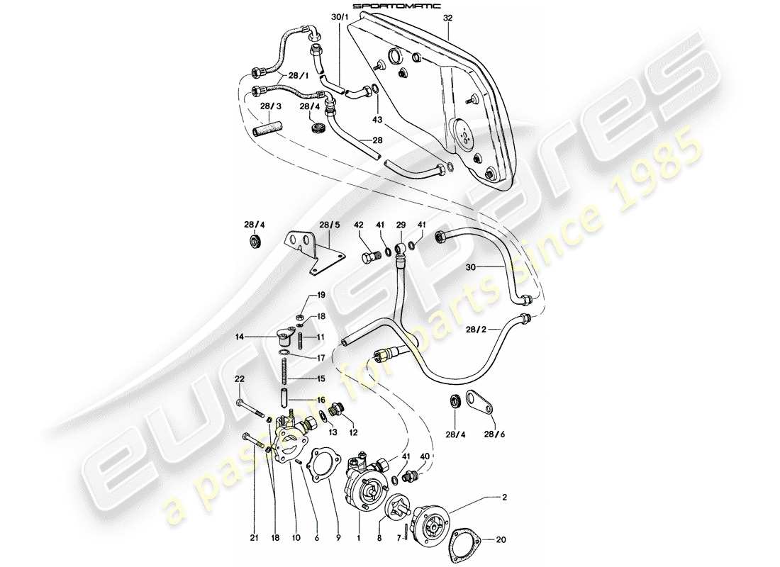 porsche 1975 (914) oil supply - for - torque converter - d >> - mj 1971 part diagram