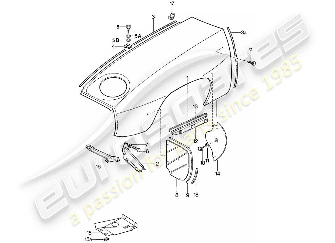 porsche 1982 (928) fender parts diagram