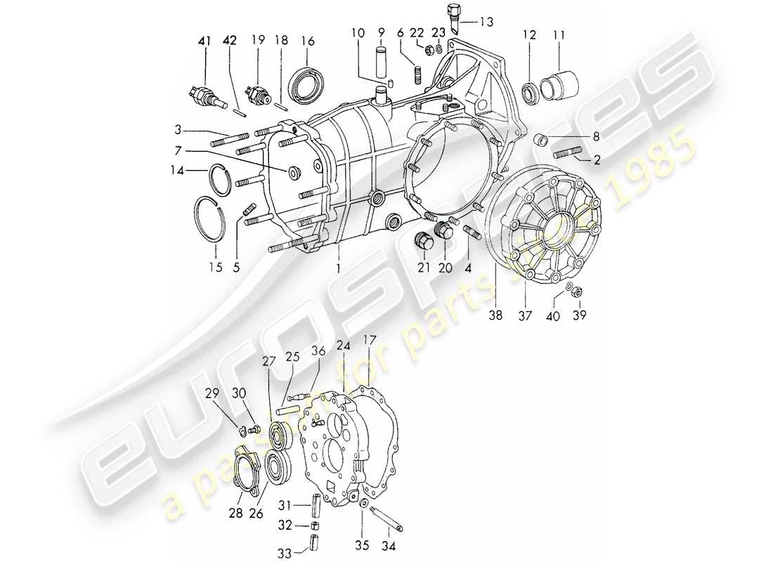 porsche 1971 (911) transmission case - sportomatic - d >> - mj 1971 part diagram