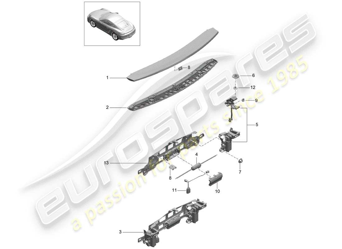 porsche 2016 (981 cayman) rear spoiler part diagram