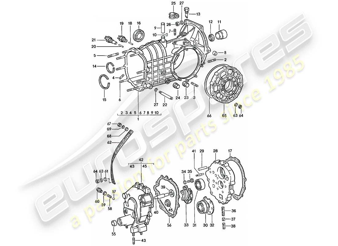 porsche 911 (1981) replacement transmission - transmission case - spm parts diagram