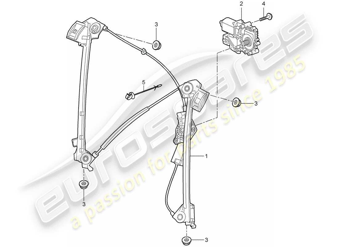 porsche 2007 (987 boxster) window regulator parts diagram