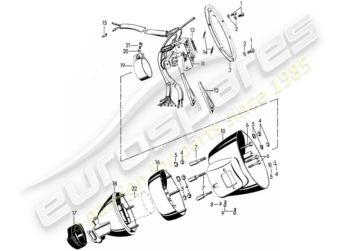 porsche 1962 (356b/356c) steering column switch part diagram