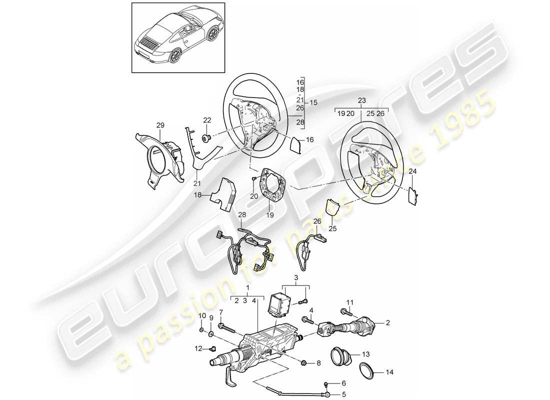 porsche 2010 (997-2) steering protective pipe parts diagram