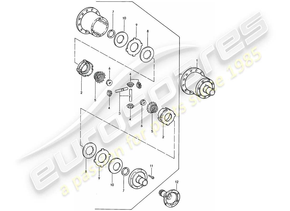 porsche 1987 (944) limited slip differential - manual gearbox parts diagram