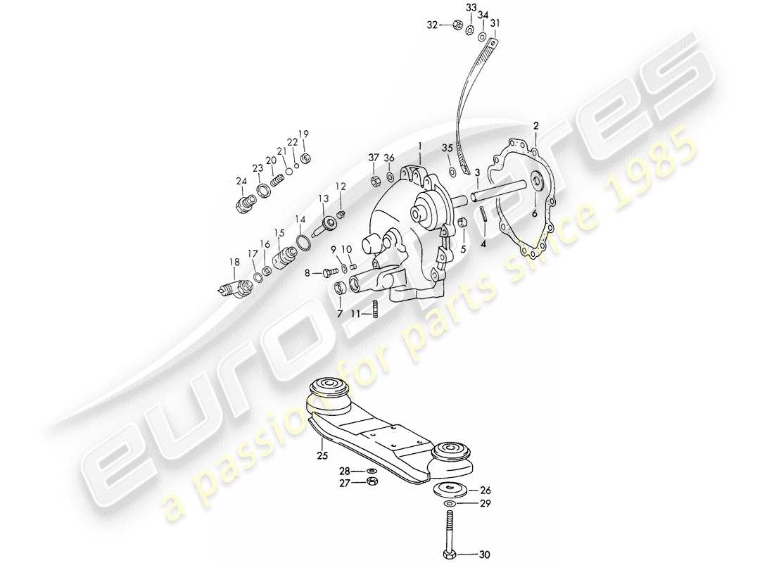 porsche 1972 (911) transmission cover - transmission suspension - sportomatic - d >> - mj 1971 part diagram