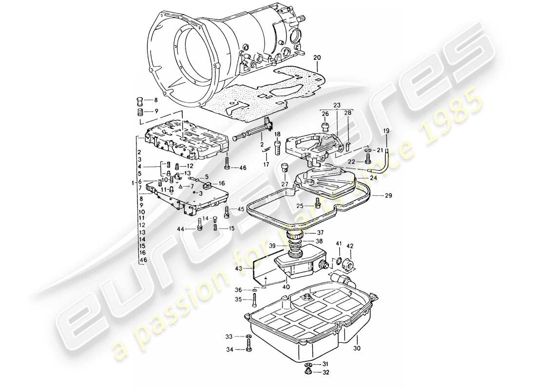porsche 1995 (928) automatic transmission - shift-valve body parts diagram