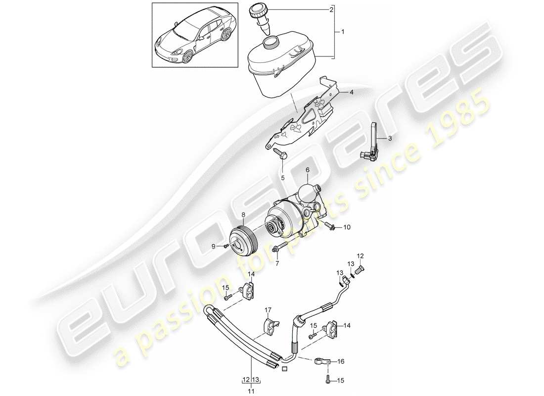 porsche 2014 (panamera 970) power steering tandem vane pump oil container pressure hose - pdcc - d >>- mj 2013 part diagram