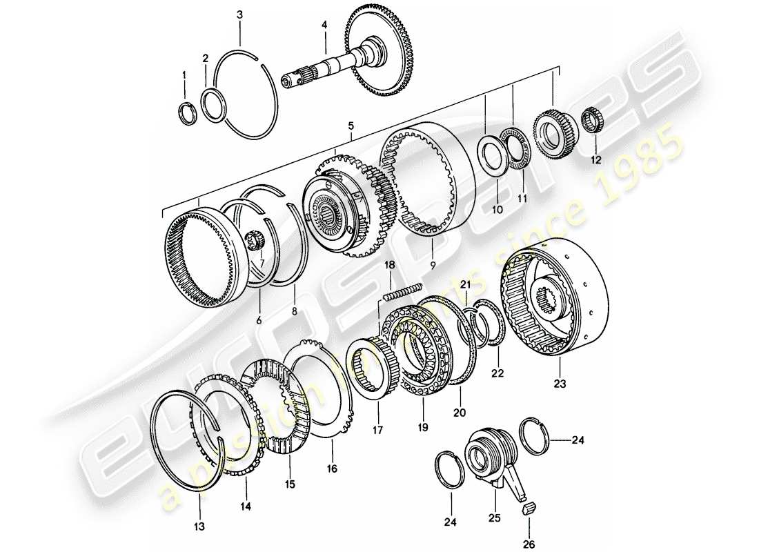 porsche 1983 (928) automatic transmission - gears and shafts - 1 - d - mj 1983>> - mj 1983 part diagram