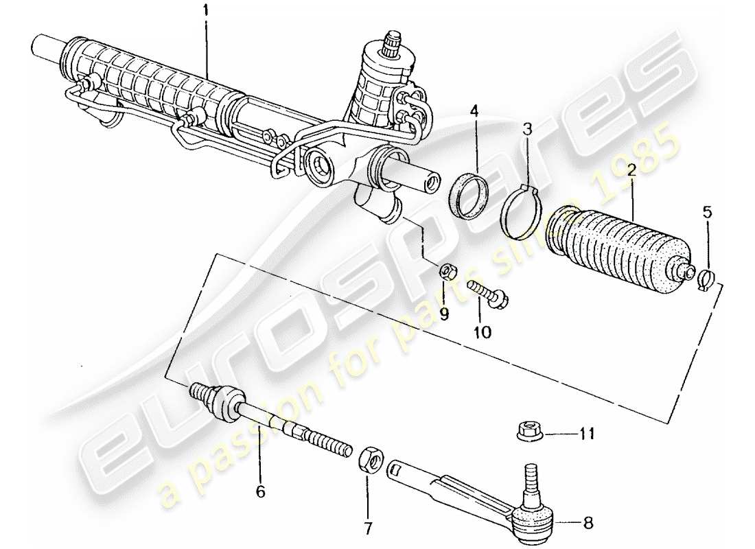 porsche 2004 (996 turbo / gt2) power steering - steering gear - steering parts part diagram