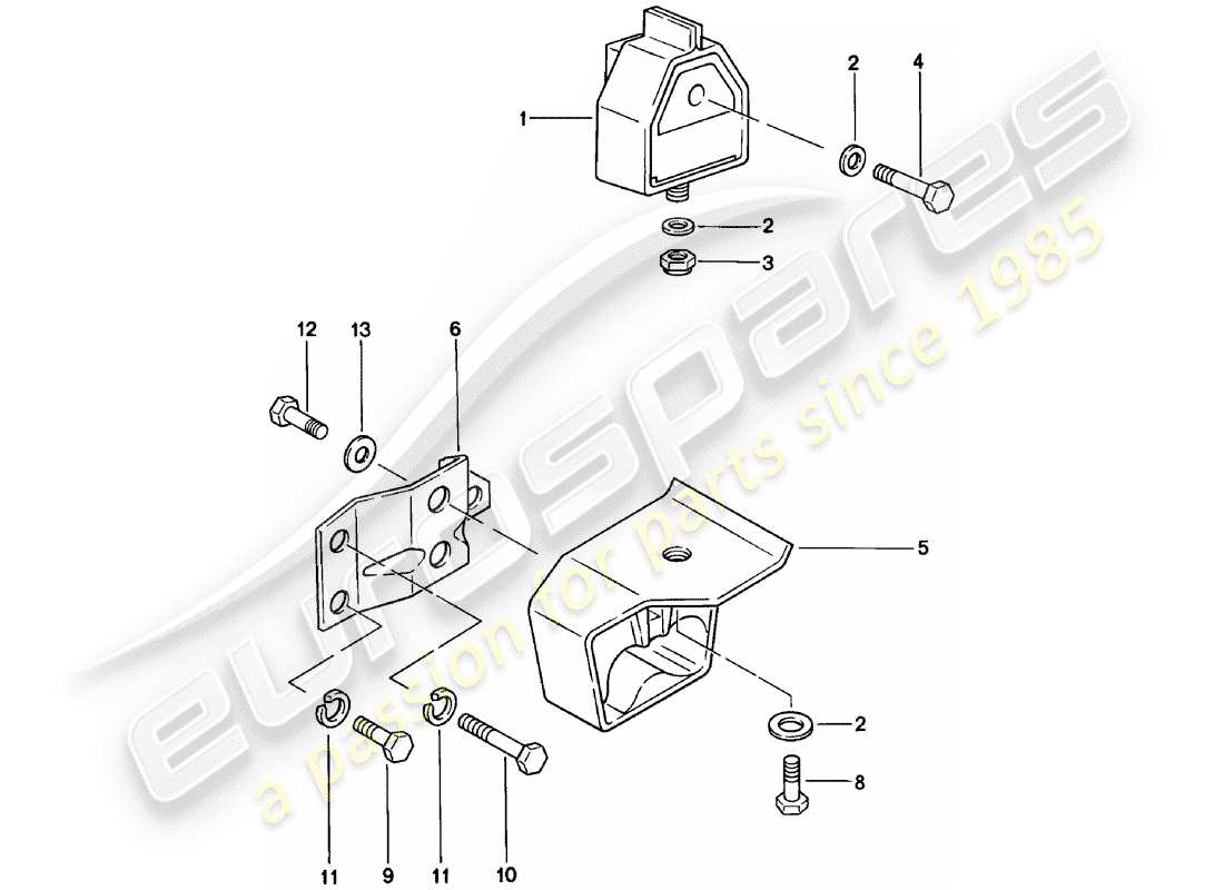porsche 1982 (924) transmission suspension - manual gearbox part diagram