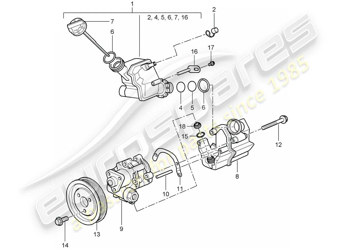 porsche 2005 (997-1) power steering parts diagram