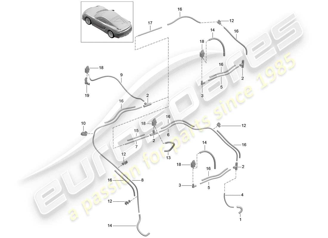 porsche 2016 (981 cayman gt4) vacuum system engine part diagram