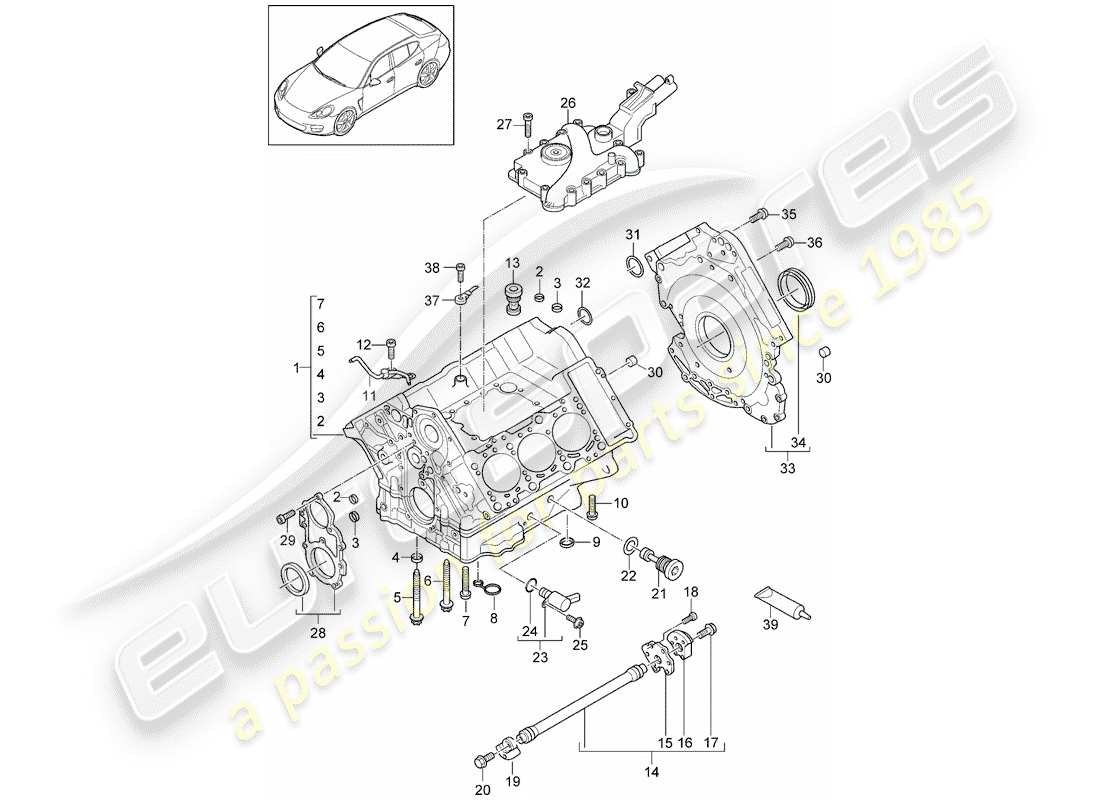 porsche 2012 (panamera 970) crankcase housing individual parts part diagram