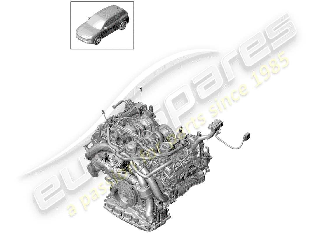 porsche 2020 (cayenne e3 9ya/9yb) replacement engine (complete) part diagram