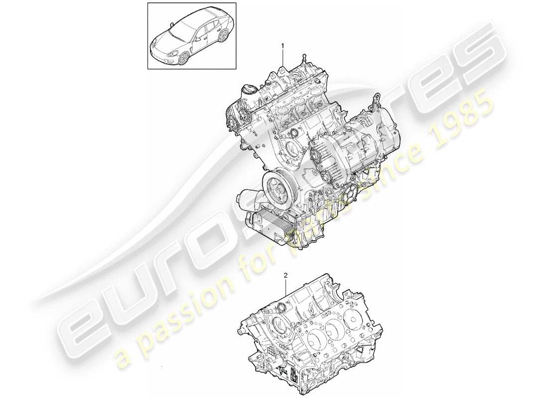 porsche 2011 (panamera 970) base engine short block part diagram