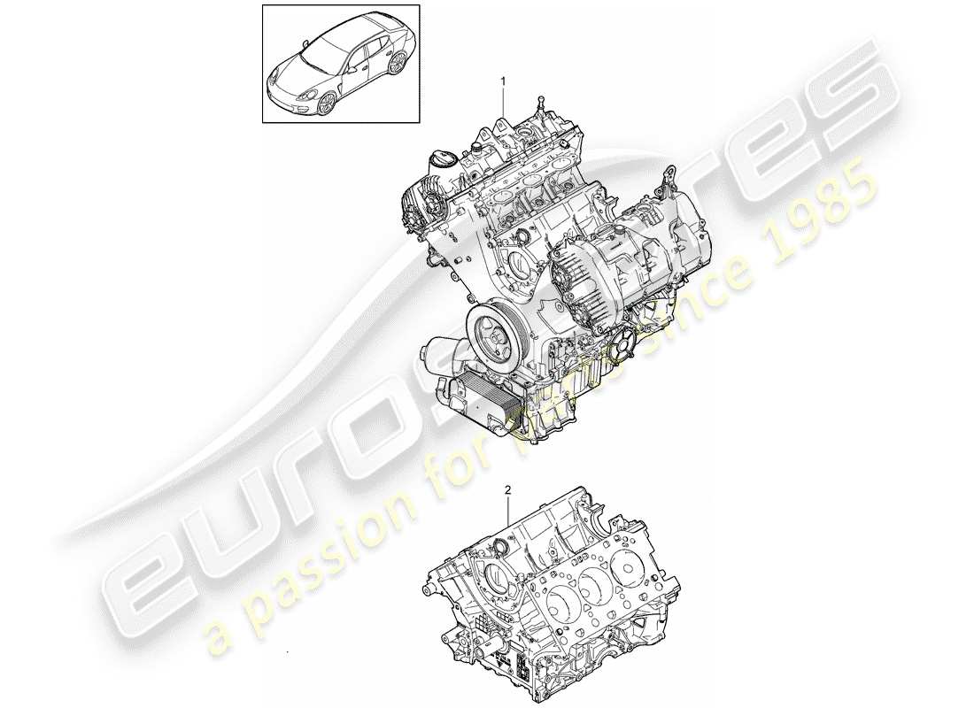 porsche 2011 (panamera 970) base engine short block part diagram
