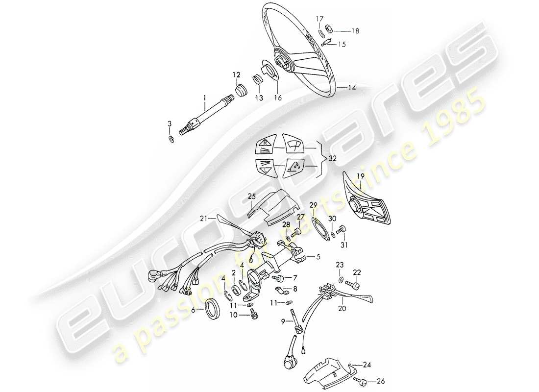 porsche 1969 (911/912) intermediate steering shaft - steering wheel - steering column switch - d - mj 1969>> - mj 1969 part diagram