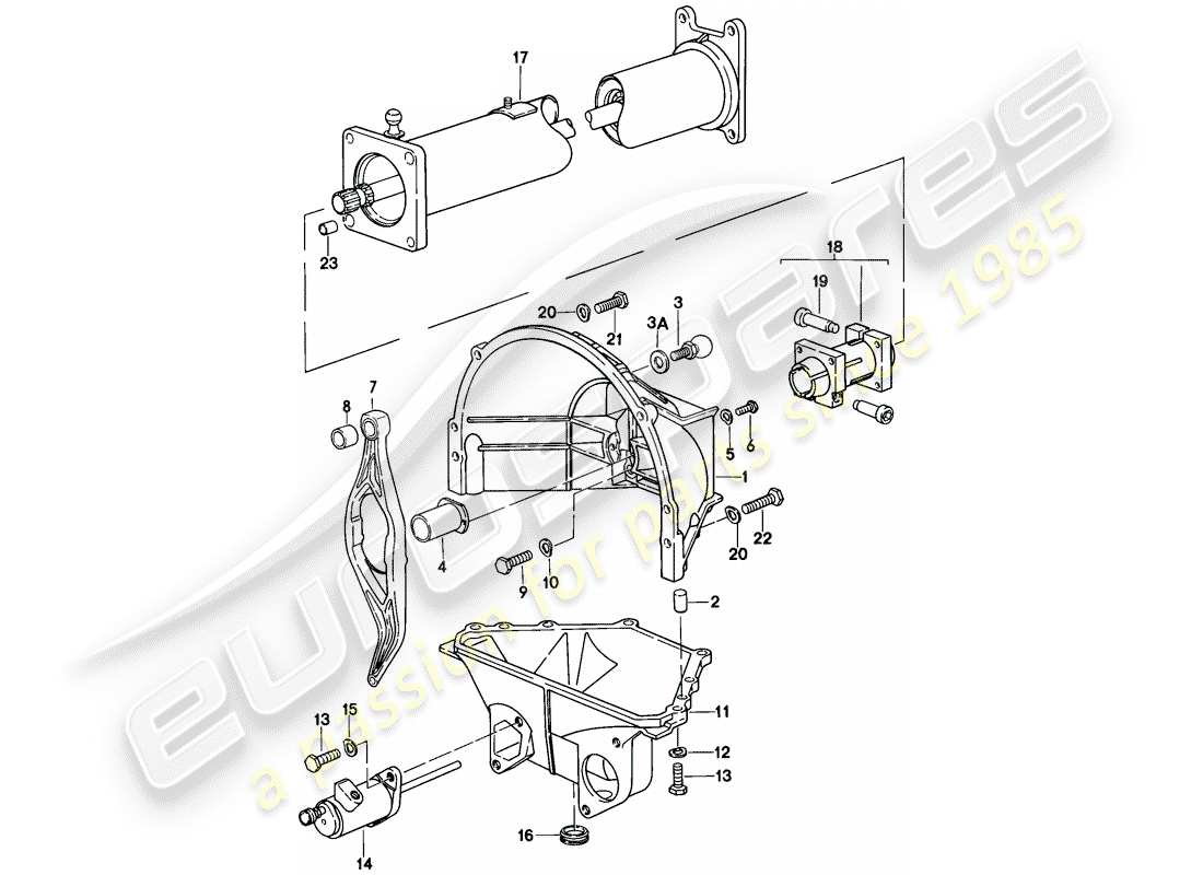 porsche 1980 (928) central tube - manual gearbox parts diagram