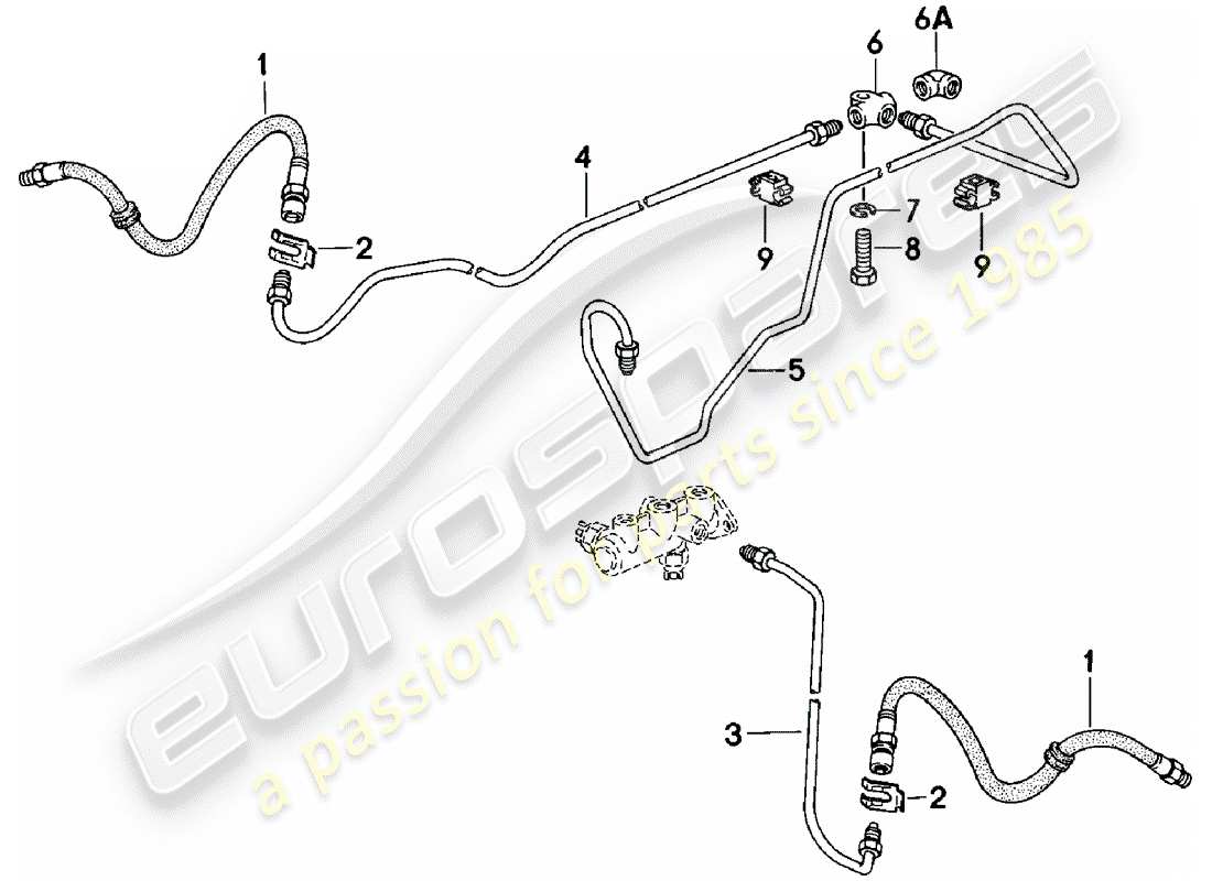porsche 1981 (924) brake lines part diagram