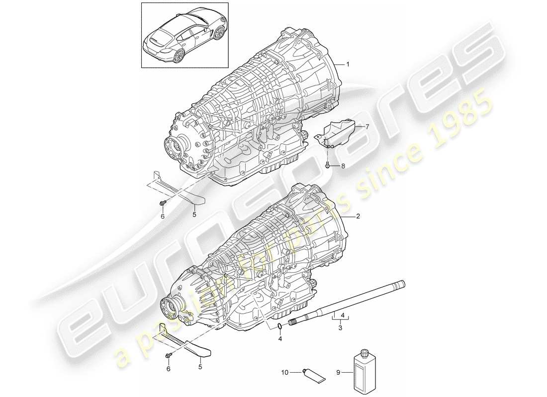porsche 2014 (panamera 970) 7-speed dual clutch gearbox - pdk - part diagram