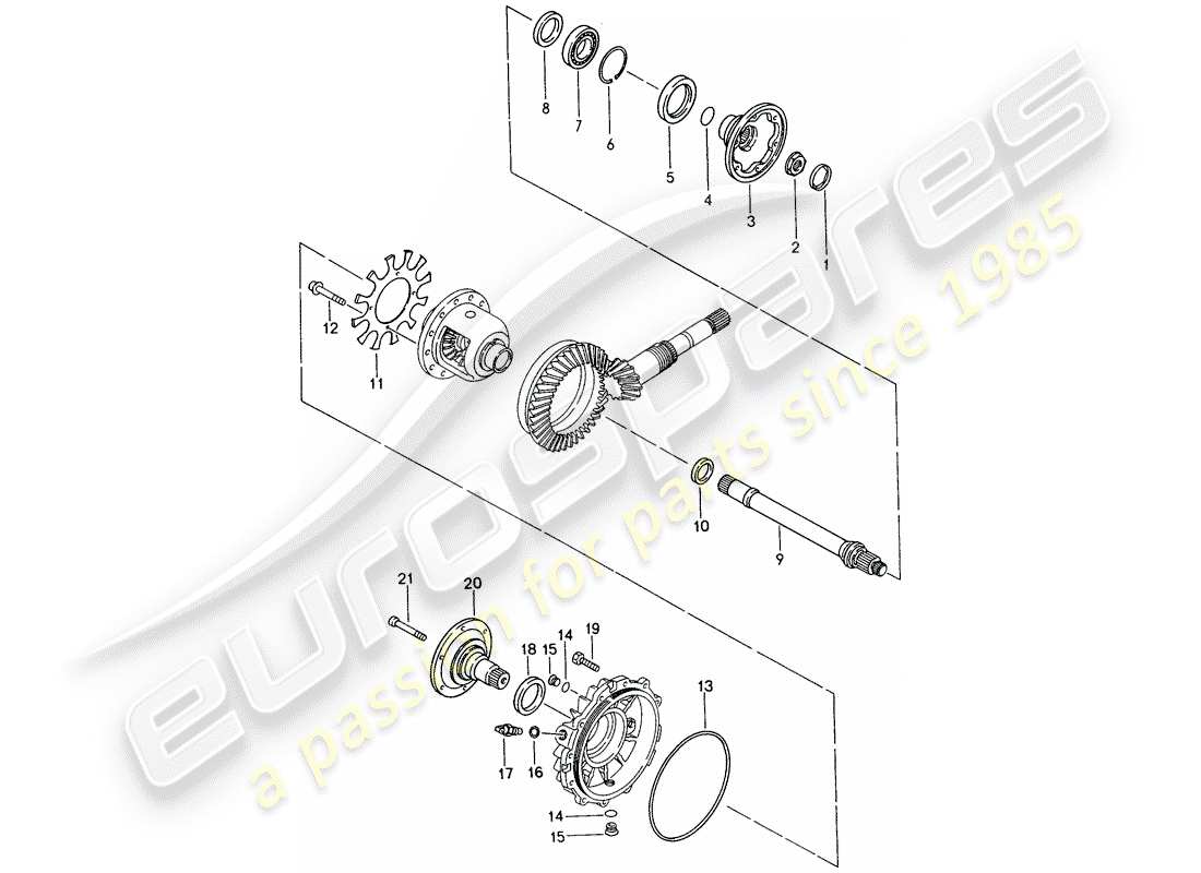 porsche 1994 (968) tiptronic - differential - housing part diagram