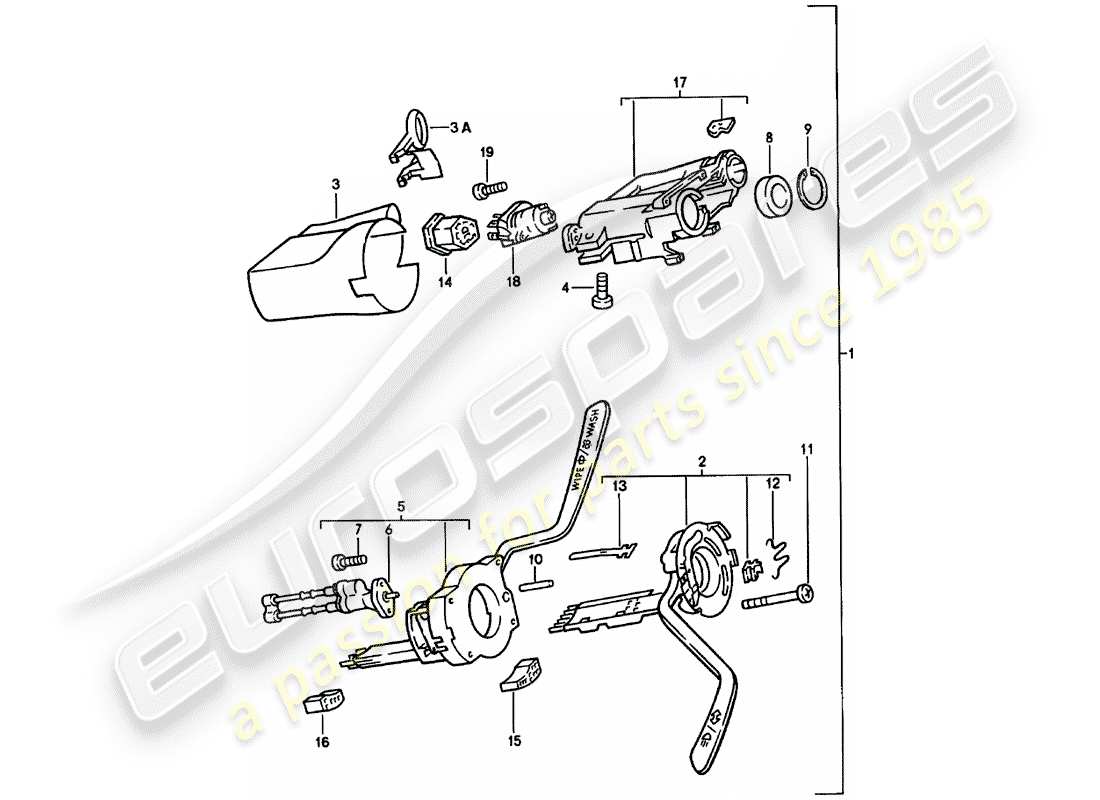 porsche 1981 (924) steering column switch - steering lock - d >> - mj 1980 part diagram